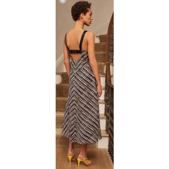 LA LIGNE STRIPED SILK MIDI DRESS WOMENS SIZE XS EVA DRESS ( NWT FLAWED) - Picture 2 of 9
